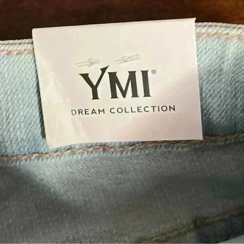 YMI Dream Distressed Button Fly Hybrid Denim Short in Celeste Blue. Size 9. NWT! - Picture 12 of 16